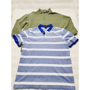 Men's Set - Sz L Woolrich Green 1/2 Zip Mockneck Pullover Sweater US Polo ASSN